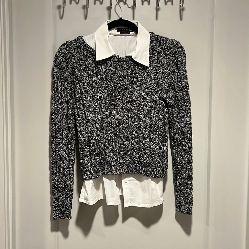 Alice + Olivia Sweater with built in Button Down